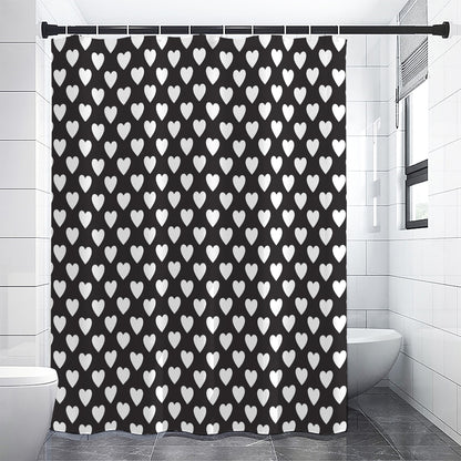 Black And White Heart Pattern Print Shower Curtain