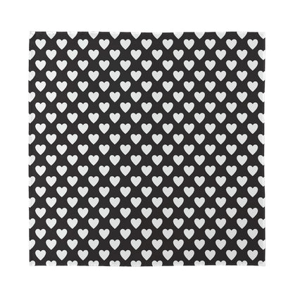 Black And White Heart Pattern Print Silk Bandana