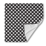 Black And White Heart Pattern Print Silk Bandana