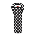 Black And White Heart Pattern Print Single Neoprene Wine Tote