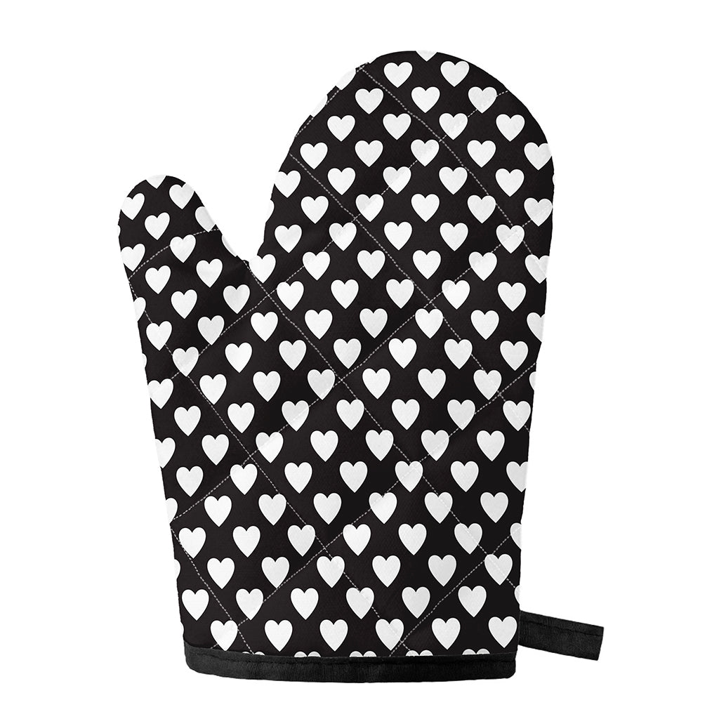 Black And White Heart Pattern Print Single Oven Mitt