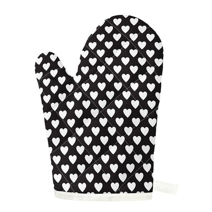 Black And White Heart Pattern Print Single Oven Mitt