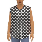 Black And White Heart Pattern Print Sleeveless Baseball Jersey