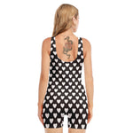 Black And White Heart Pattern Print Sleeveless One Piece Swimsuit