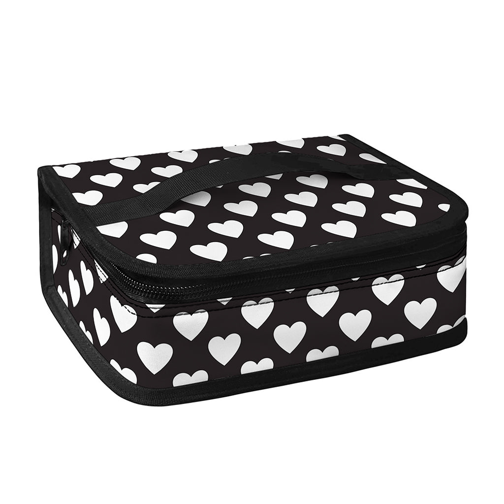 Black And White Heart Pattern Print Small Lunch Bag