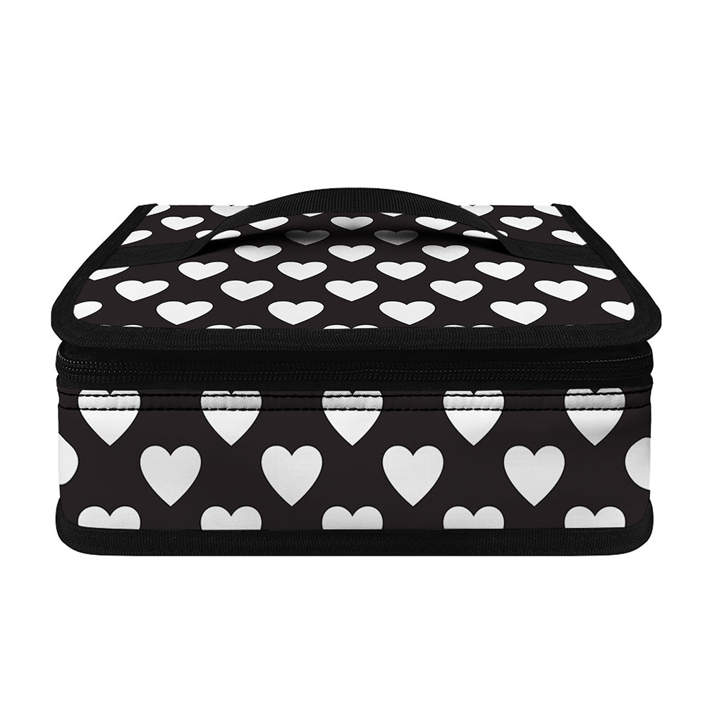 Black And White Heart Pattern Print Small Lunch Bag