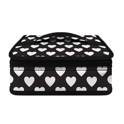 Black And White Heart Pattern Print Small Lunch Bag