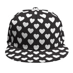 Black And White Heart Pattern Print Snapback Cap