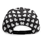 Black And White Heart Pattern Print Snapback Cap