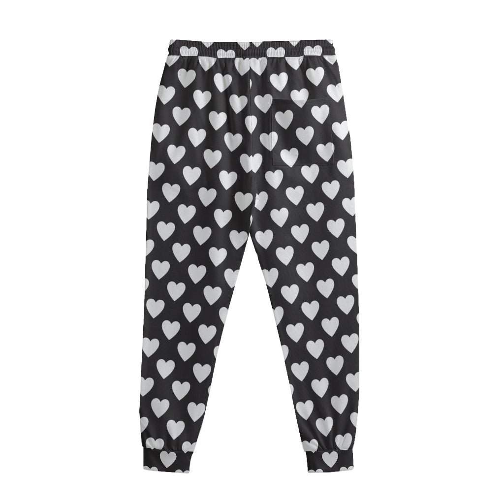 Black And White Heart Pattern Print Sweatpants