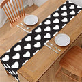 Black And White Heart Pattern Print Table Runner