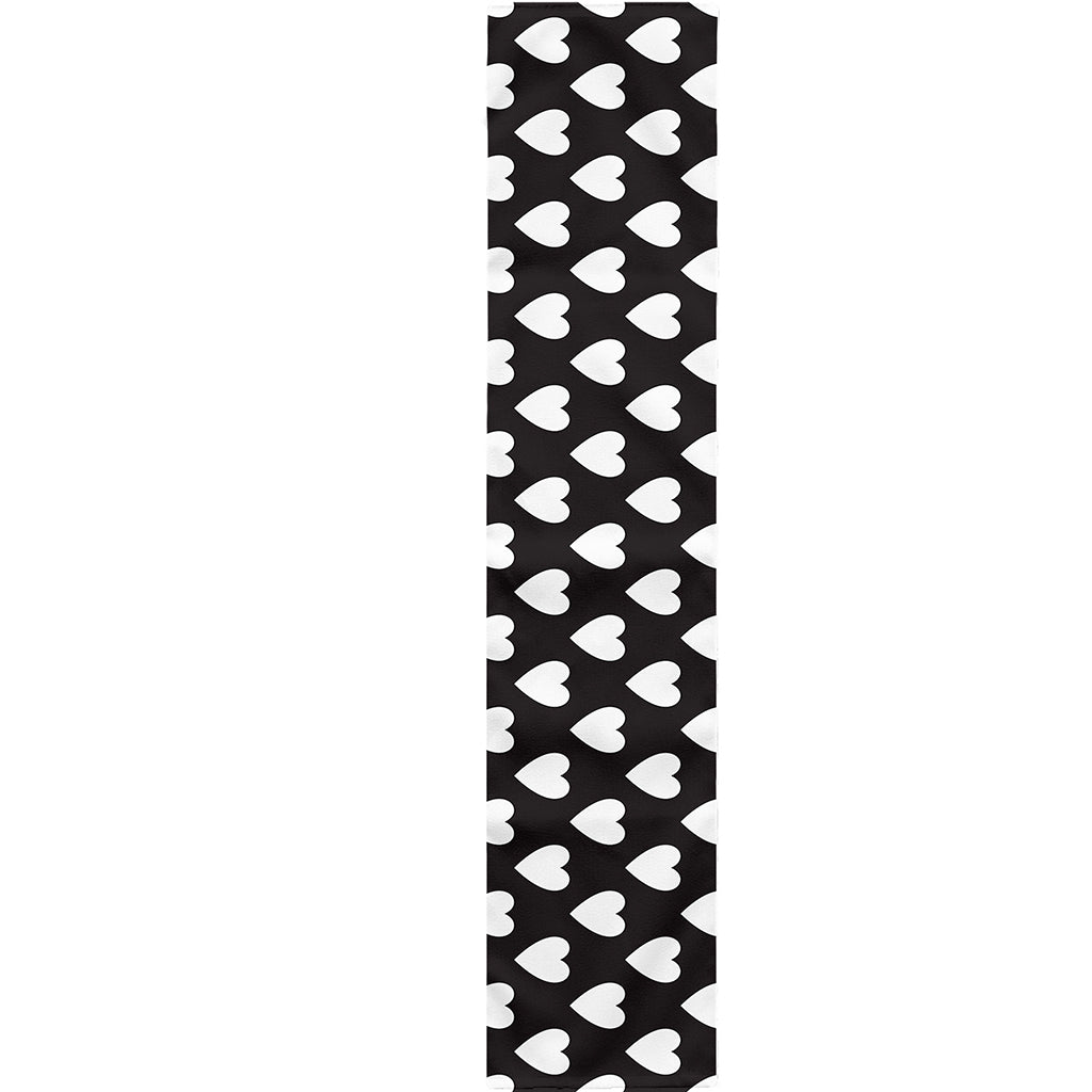 Black And White Heart Pattern Print Table Runner