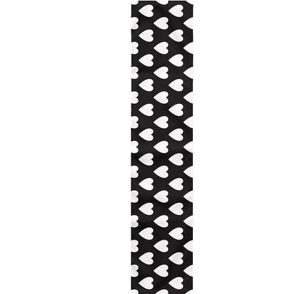 Black And White Heart Pattern Print Table Runner