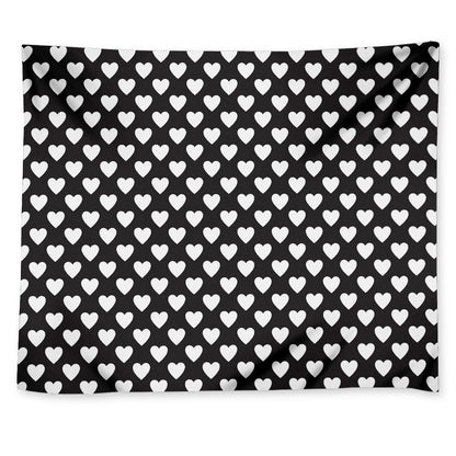 Black And White Heart Pattern Print Tapestry