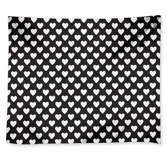 Black And White Heart Pattern Print Tapestry