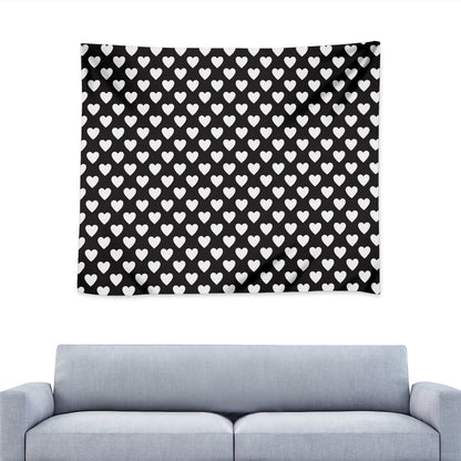 Black And White Heart Pattern Print Tapestry