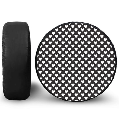 Black And White Heart Pattern Print Tire Cover