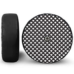 Black And White Heart Pattern Print Tire Cover With Camera Hole