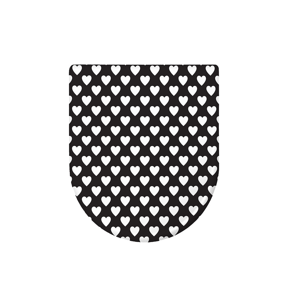 Black And White Heart Pattern Print Toilet Lid Cover