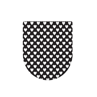 Black And White Heart Pattern Print Toilet Lid Cover