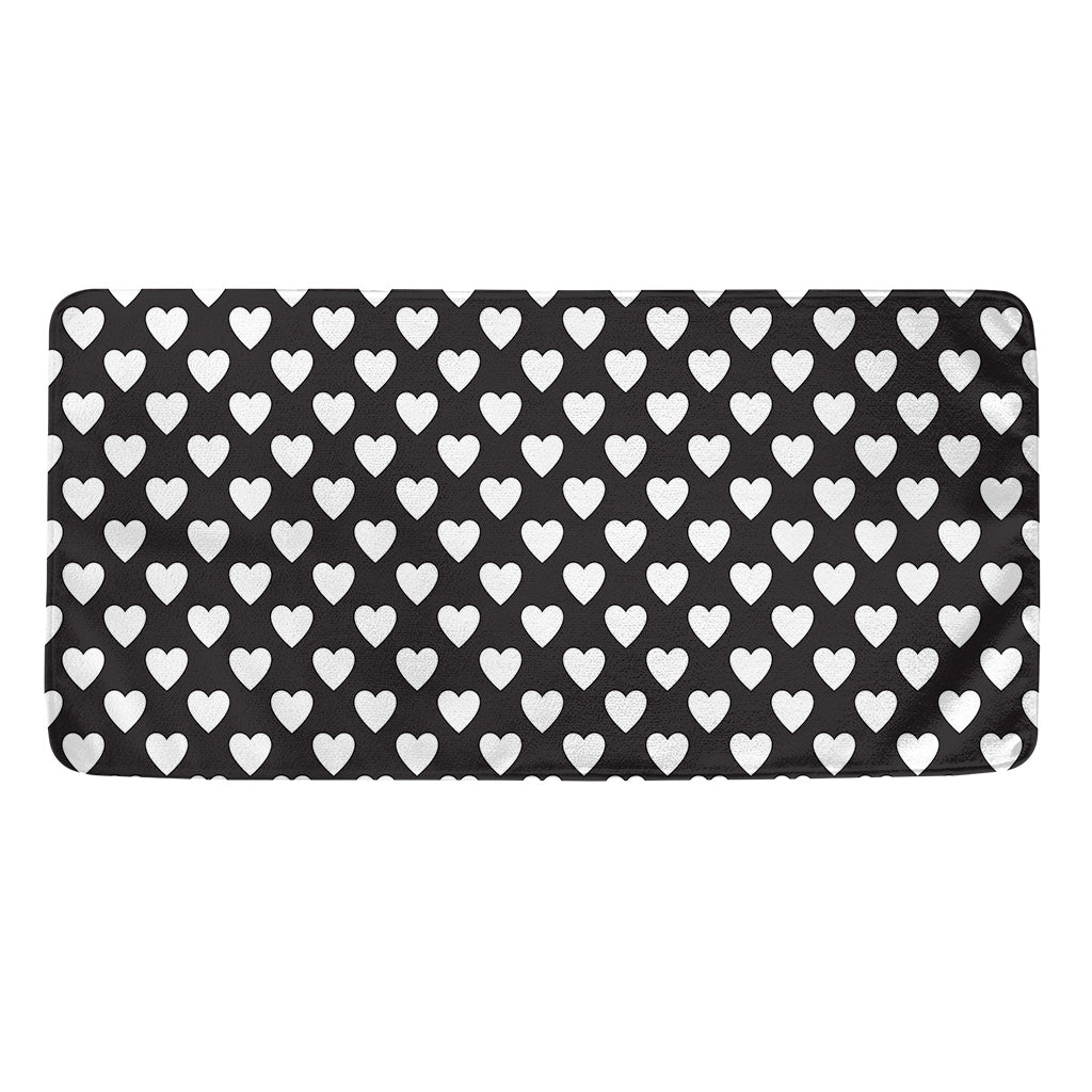 Black And White Heart Pattern Print Towel