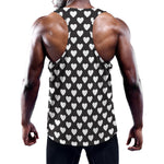Black And White Heart Pattern Print Training Tank Top