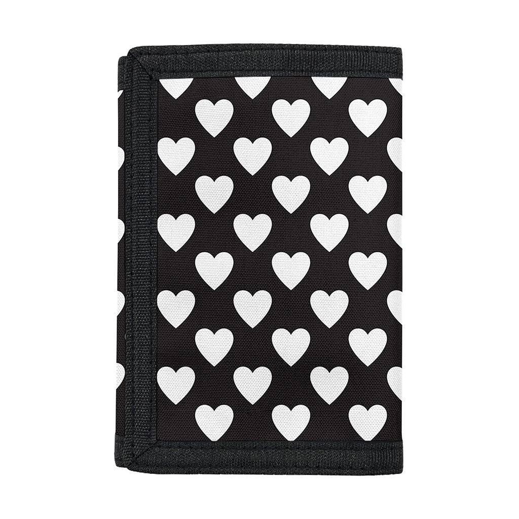 Black And White Heart Pattern Print Trifold Wallet