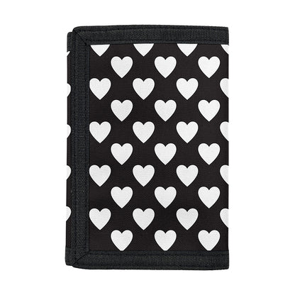 Black And White Heart Pattern Print Trifold Wallet