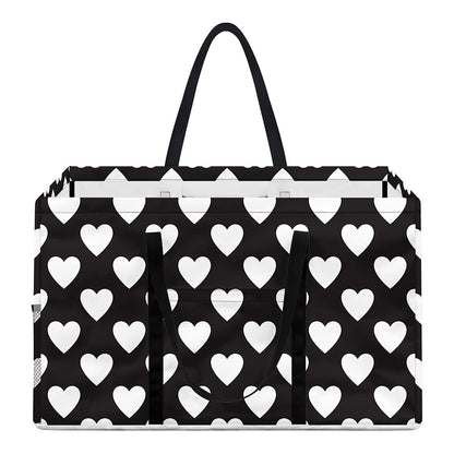 Black And White Heart Pattern Print Utility Tote Bag