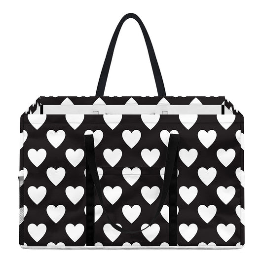 Black And White Heart Pattern Print Utility Tote Bag