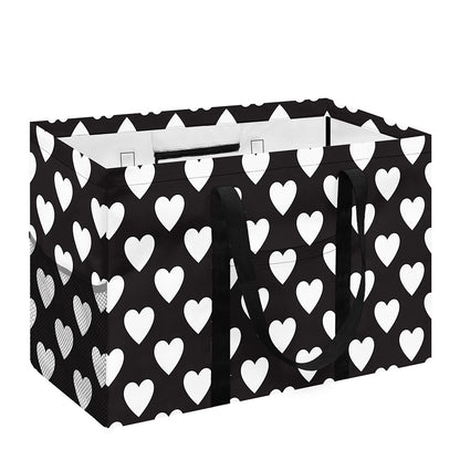 Black And White Heart Pattern Print Utility Tote Bag