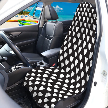 Black And White Heart Pattern Print Waterproof Car Seat Cover
