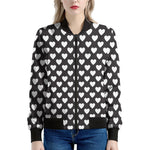 Black And White Heart Pattern Print Women's Bomber Jacket