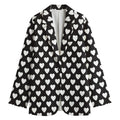 Black And White Heart Pattern Print Women's Cotton Blazer