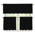 Black And White Heartbeat Pattern Print 3 Piece Kitchen Curtains