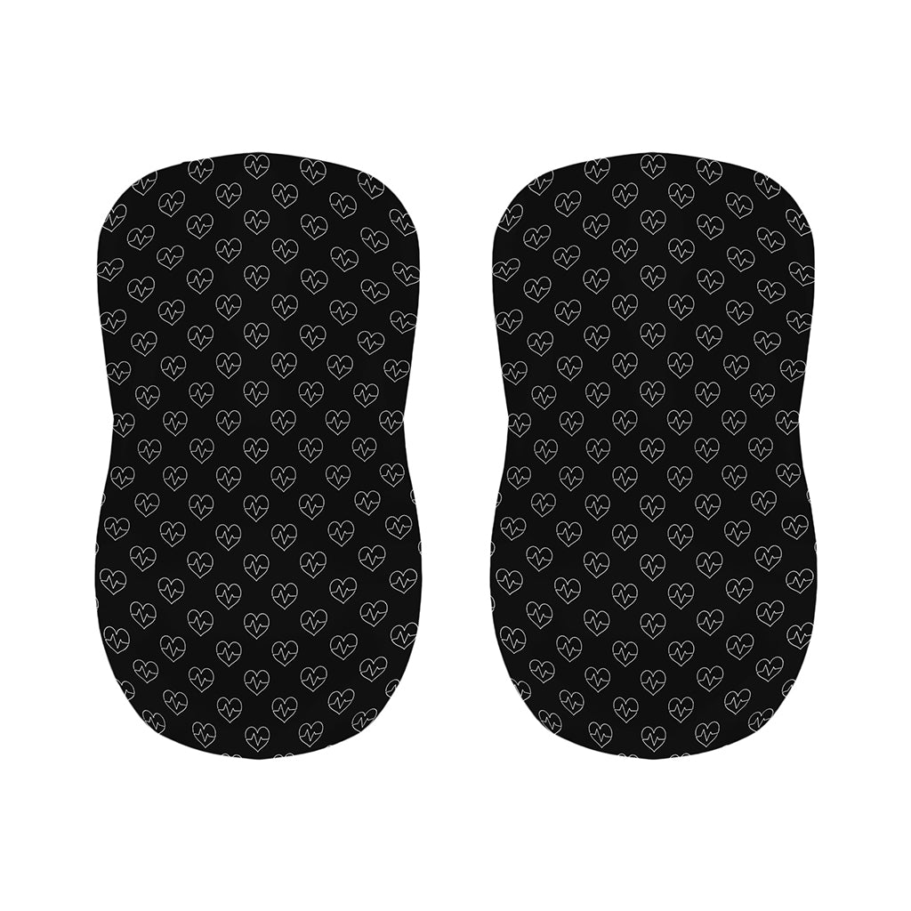 Black And White Heartbeat Pattern Print Bar Stool Covers