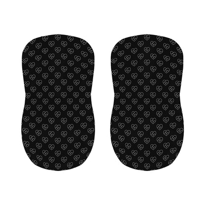 Black And White Heartbeat Pattern Print Bar Stool Covers