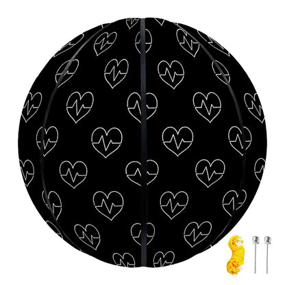 Black And White Heartbeat Pattern Print Basketball