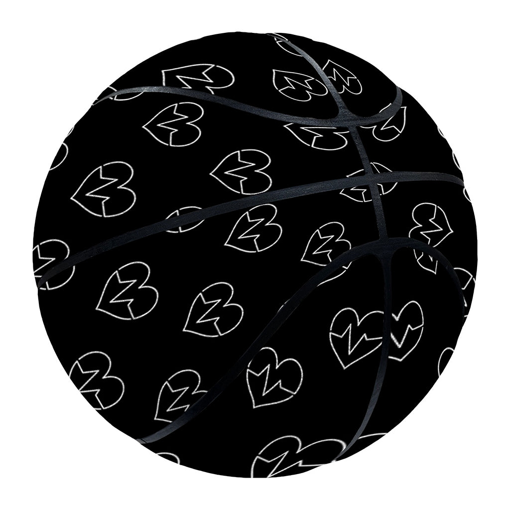 Black And White Heartbeat Pattern Print Basketball