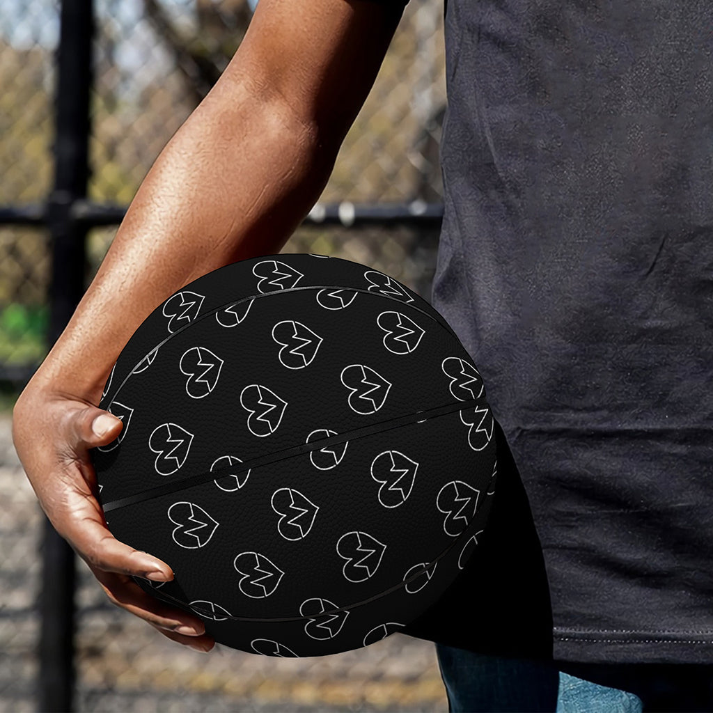 Black And White Heartbeat Pattern Print Basketball