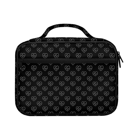 Black And White Heartbeat Pattern Print Briefcase Bible Bag