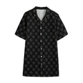 Black And White Heartbeat Pattern Print Cotton Hawaiian Shirt