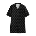 Black And White Heartbeat Pattern Print Cotton Hawaiian Shirt