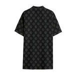 Black And White Heartbeat Pattern Print Cotton Hawaiian Shirt
