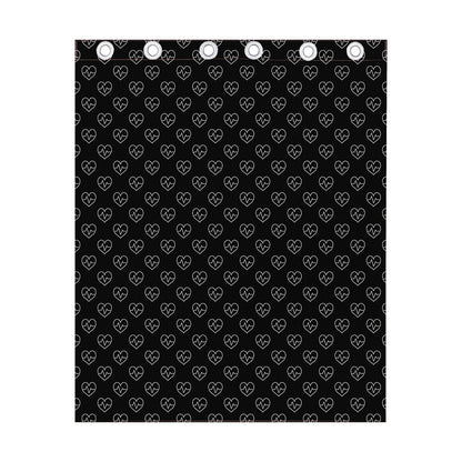 Black And White Heartbeat Pattern Print Curtain