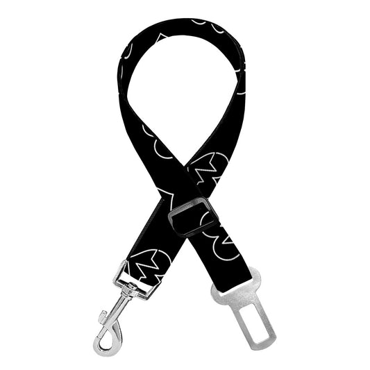 Black And White Heartbeat Pattern Print Dog Seat Belt