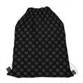 Black And White Heartbeat Pattern Print Drawstring Bag