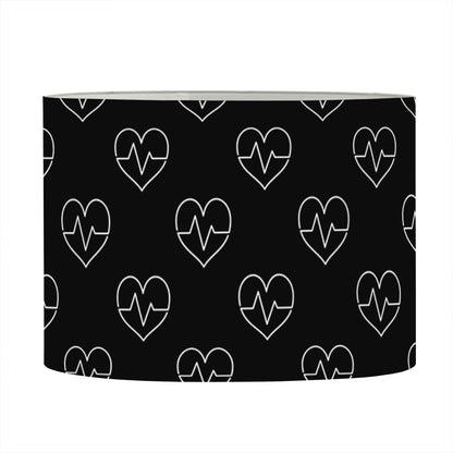 Black And White Heartbeat Pattern Print Drum Lamp Shade