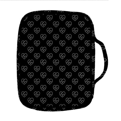 Black And White Heartbeat Pattern Print Front Pocket Bible Bag