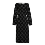 Black And White Heartbeat Pattern Print Hooded Bathrobe